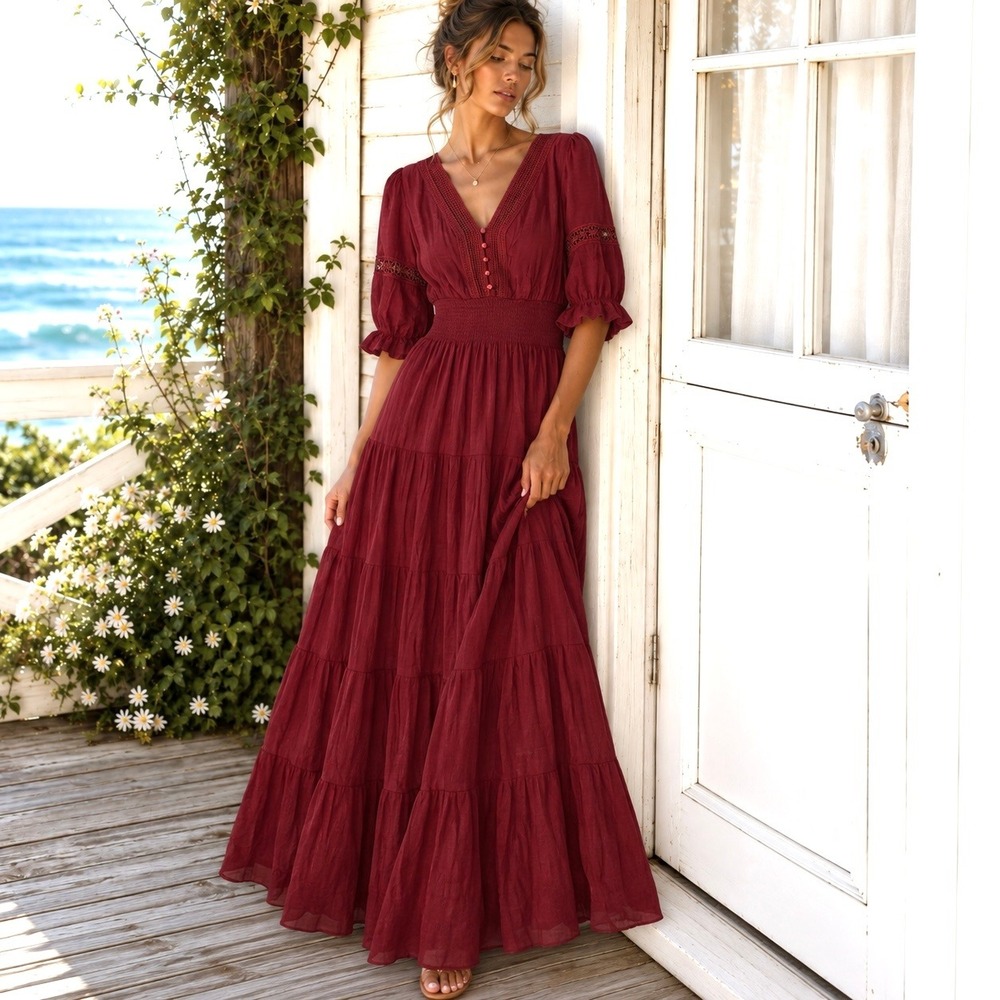 Anthropologie Kings Road Sz Large Maxi Dress Cottagecore Romantic Boho Feminine